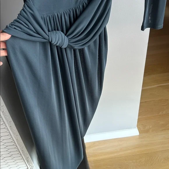 ZARA BLUE/GRAY KNOTTED ASYMMETRIC DRESS - ZW COLLECTION - Picture 4 of 7